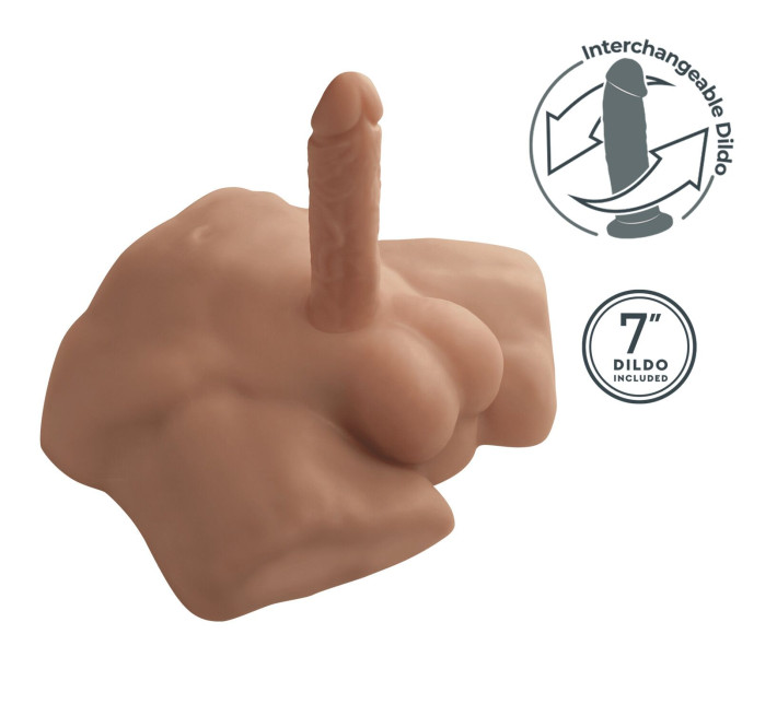 Полуторс с фаллоимитатором на присоске SilexD Apollo S Male Torso Caramel