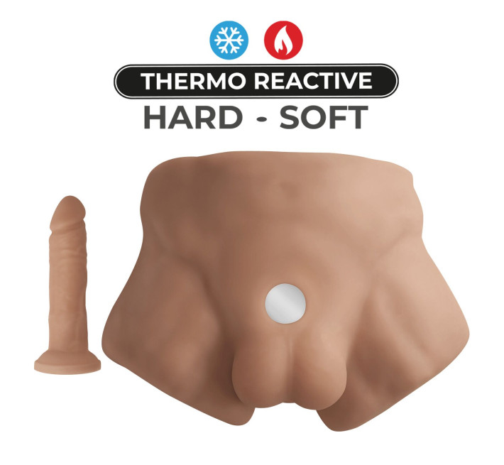Полуторс с фаллоимитатором на присоске SilexD Apollo S Male Torso Caramel