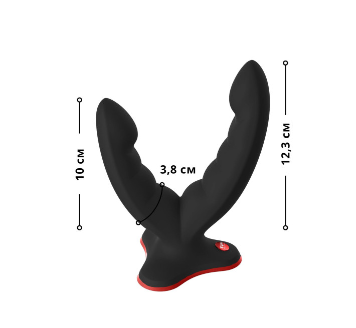 Подвійний фалоімітатор Fun Factory RYDE black, гнучкі стовбури, присоска