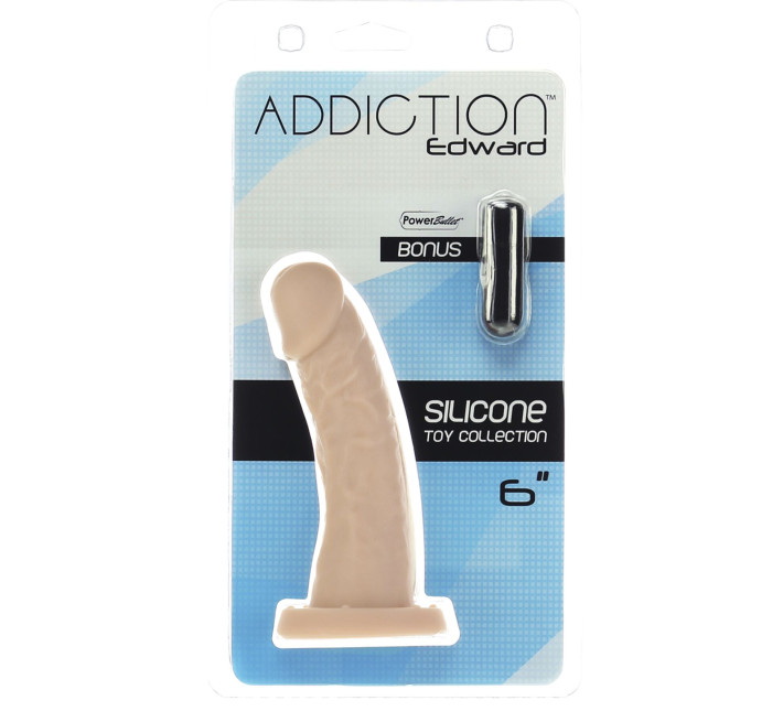 Изогнутый фаллоимитатор на присоске ADDICTION - Edward 6″ Curved Dong, виброшар в подарок