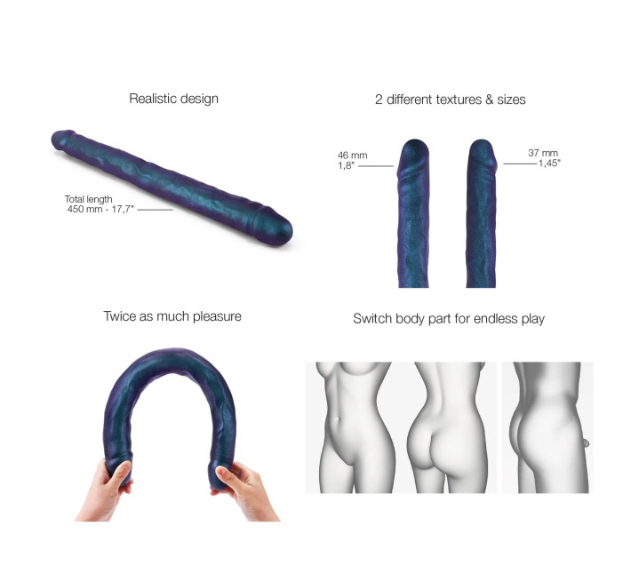 Фаллоимитатор двойной Strap-On-Me DOUBLE DONG REALISTIC DILDO - SNAKY METALLIC COLOR