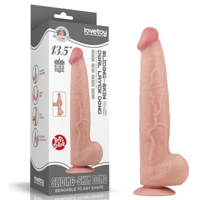 Фаллоимитатор LoveToy Sliding-Skin Dual Layer Dong 13.5 Flesh