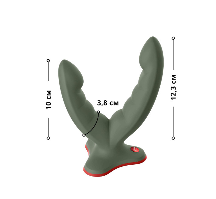 Двойной фаллоимитатор Fun Factory RYDE wild olive, гибкие стволы, присоска