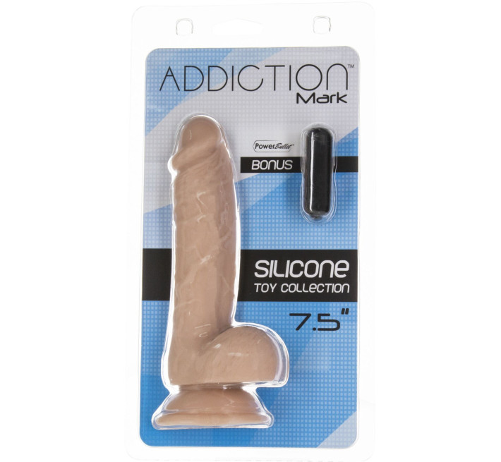 Реалистичный фаллоимитатор на присоске ADDICTION - Mark 7,5″ Dildo With Balls, Beige