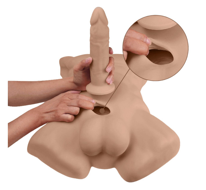 Торс с фаллоимитатором на присоске SilexD Apollo L Male Torso Caramel