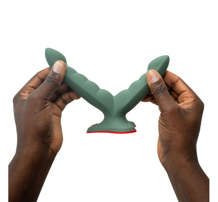 Двойной фаллоимитатор Fun Factory RYDE wild olive, гибкие стволы, присоска