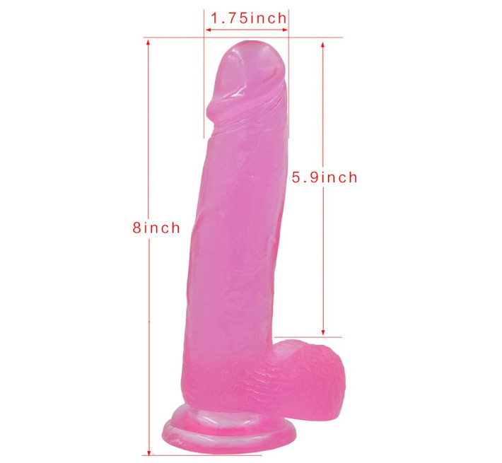Фаллоимитатор с мошонкой LoveToy Jelly Studs Crystal Dildo Large 8 Pink