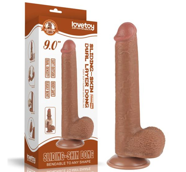 Фаллоимитатор LoveToy Sliding-Skin Dual Layer Dong 9 1000 Brown