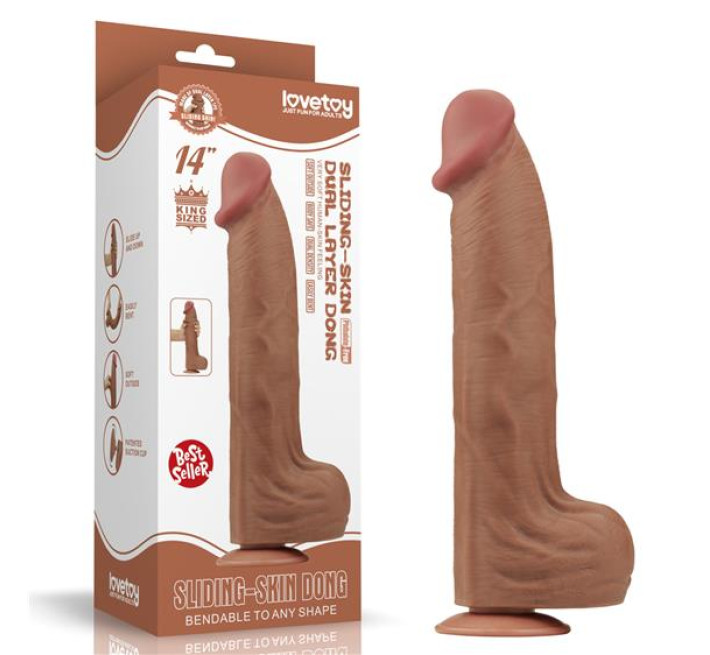 Фаллоимитатор LoveToy Sliding-Skin Dual Layer Dong 14 Brown
