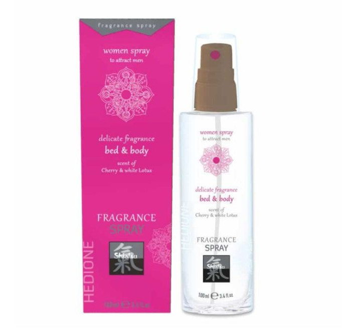 Спрей для тіла та ліжка з феромонами та афродизіаками Hot Fragrance Вишня та білий лотос 100 мл