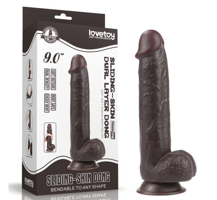 Фалоімітатор LoveToy Sliding-Skin Dual Layer Dong 9 462 Black