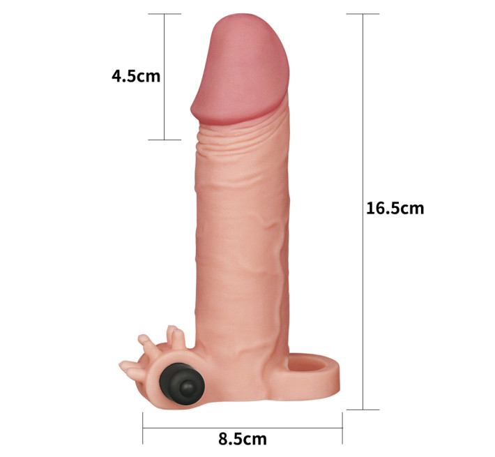 Подовжуюча насадка на пеніс LoveToy Pleasure Extender Sleeve Vibro Тілесна LVTOY055