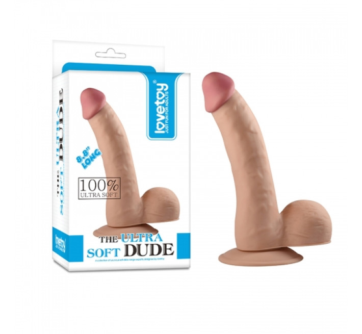 Фалоімітатор з мошонкою LoveToy Dildo The Ultra Soft Dude 8,8 Тілесний