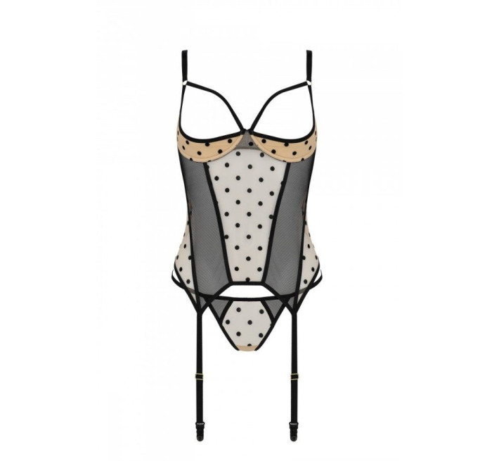 Корсет Passion MARINA CORSET, S/M, beige, з відкритими чашками