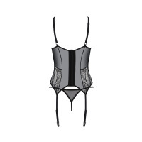Корсет Passion LEAFA CORSET black L/XL, м'які чашки, затискачі для панчіх, стрінги в комплекті