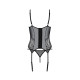 Корсет Passion LEAFA CORSET black S/M, мягкие чашки, зажимы для чулок, стринги в комплекте