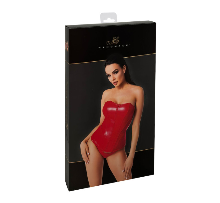 Корсет Noir Handmade F355 Red powerwetlook corset - L
