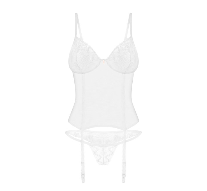 Корсет Obsessive Alissium corset & thong, XS/S, гнучкі кісточки, відкрита спина, стрінги в комплекті