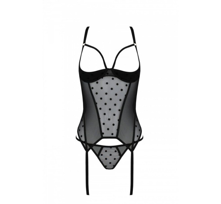 Корсет Passion MARINA CORSET, XXL/XXXL, black, з відкритими чашками