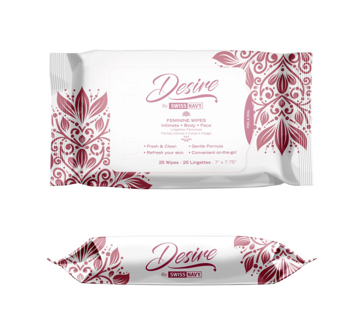 Женские очистительные салфетки для тела и лица Desire by Swiss Navy Feminine Wipes 25 шт