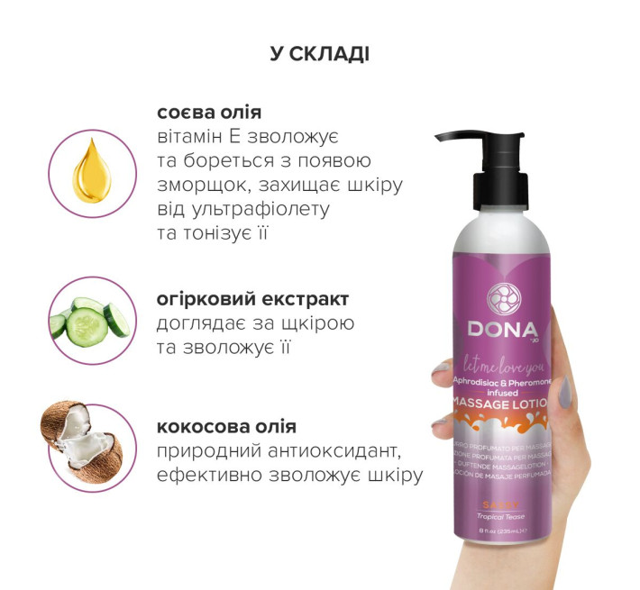 Масажний лосьйон DONA Sassy Tropical Tease 235 мл