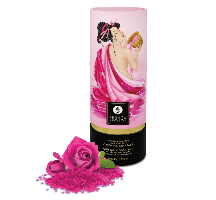 Пенящаяся соль для ванны Shunga Dead Sea salt Oriental Crystals — Rose Petal (500 г), Мертвого моря