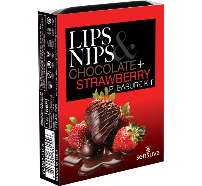 Подарочный набор Sensuva Lips & Nips Pleasure Kit - Chocolate Strawberry 2 x 4г