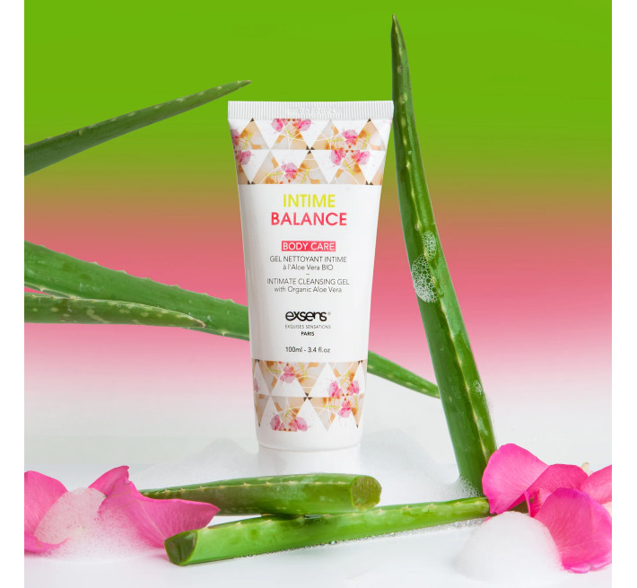 Гель для интимной гигиены EXSENS Intime Balance, 100 мл, с экстрактом листьев органического алоэ.