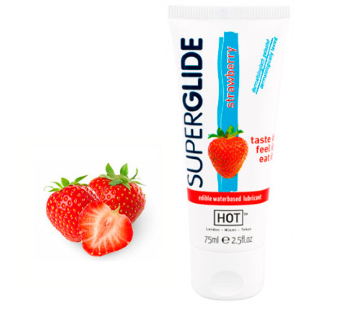 Полуничне орально-вагінальне їстівне мастило на водній основі Hot 75 мл