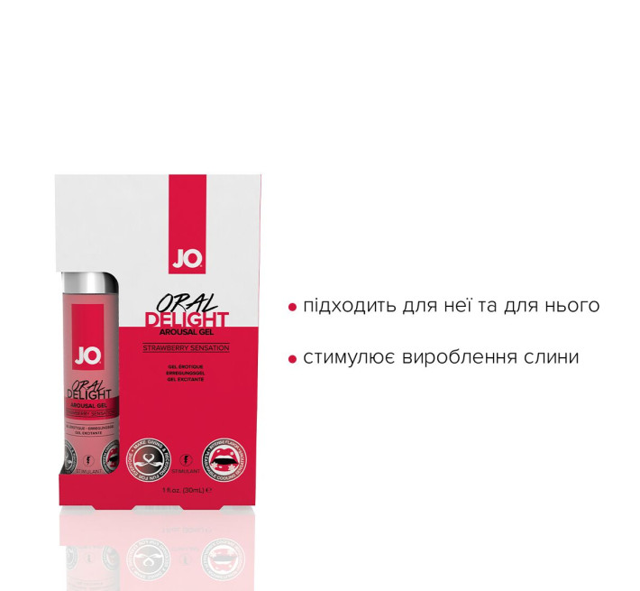 Возбуждающий гель для оральных ласк System JO ORAL DELIGHT STRAWBERRY SENSATION 30 мл