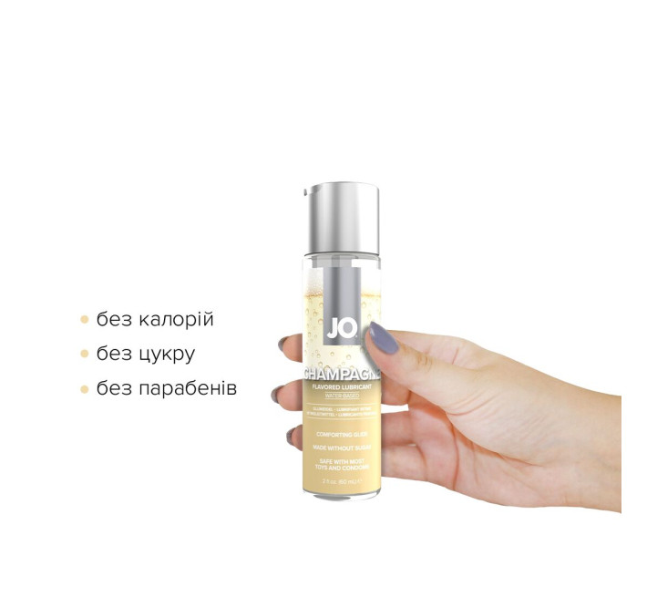 Змазка на водній основі JO Champagne (60 мл), без цукру, рослинний гліцерин