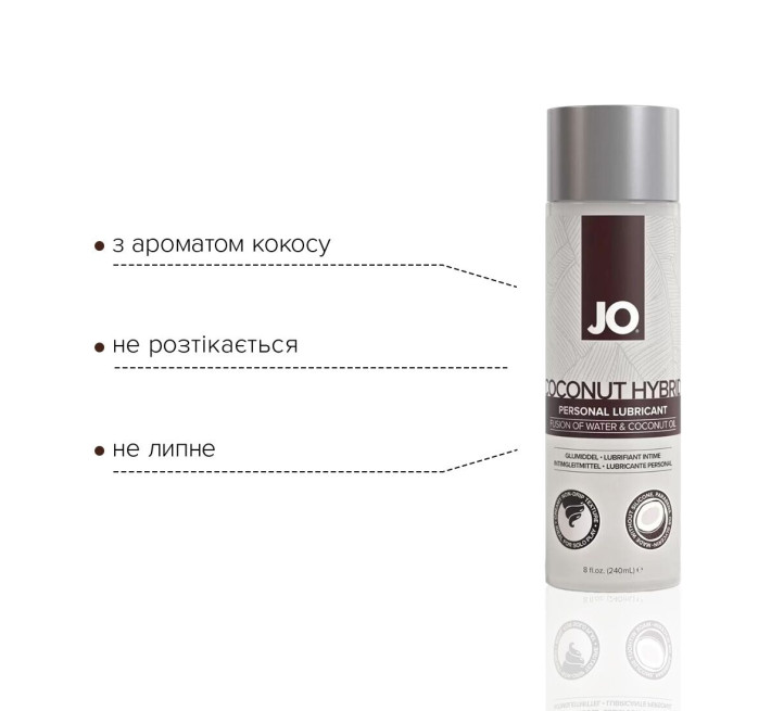 Змазка-крем з кокосовою олією JO Coconut Hybrid ORIGINAL (240 мл) біла