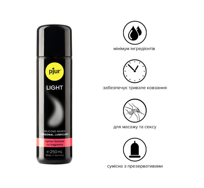 Силіконова змазка pjur Light 250 мл найрідкіша, 2в1 для сексу та масажу