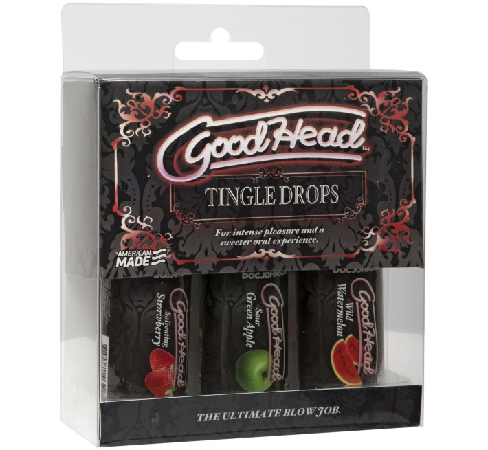 Набір крапель для мінету Doc Johnson GoodHead - Tingle Drops (Watermelon, Green Apple, Strawberry)