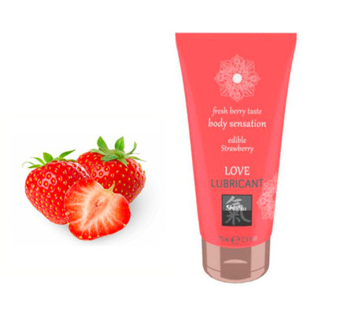 Съедобный лубрикант Hot SHIATSU Love Клубника 75 мл