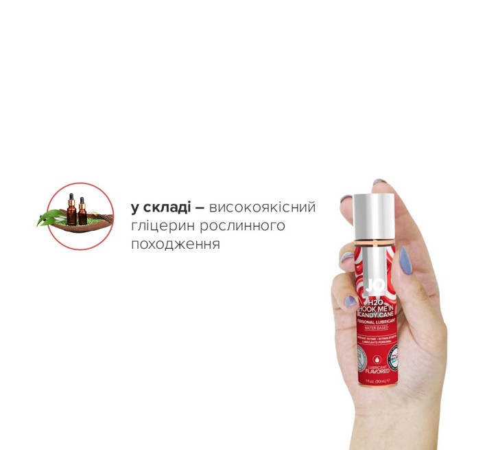 Лубрикант на водній основі JO H2O – Candy Cane без цукру, рослинний гліцерин (30 мл)