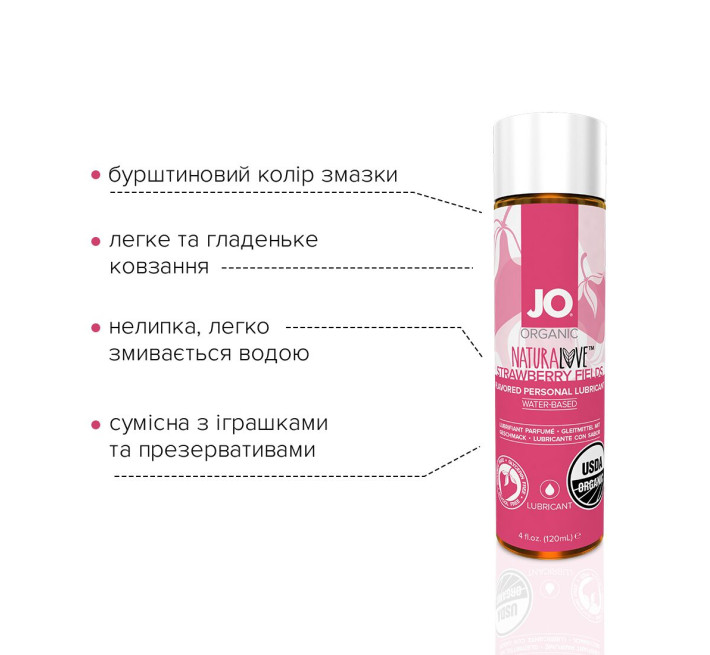 Лубрикант на водній основі System JO USDA ORGANIC STRAWBERRY 120 мл