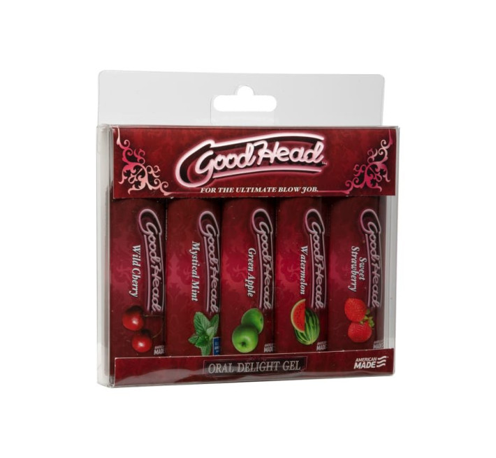 Мастило-гель для орального сексу Doc Johnson GoodHead, набір 5х29мл, полуниця, вишня, кавун, м'ята, яблуко