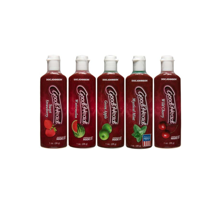 Мастило-гель для орального сексу Doc Johnson GoodHead, набір 5х29мл, полуниця, вишня, кавун, м'ята, яблуко