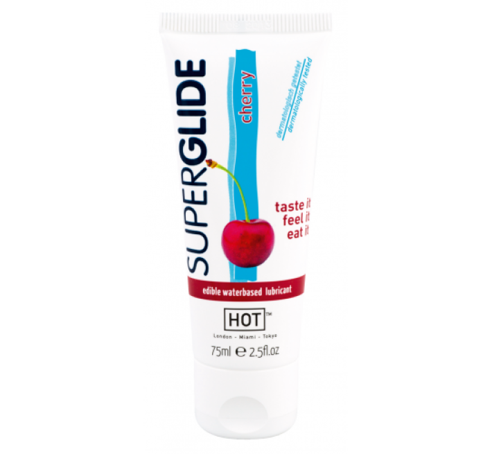 Вишневе орально-вагінальне їстівне мастило на водній основі Hot 75 мл