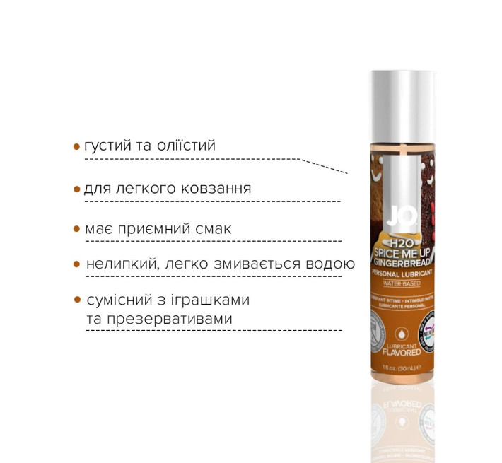 Лубрикант на водній основі JO H2O – Gingerbread (30 мл) без цукру, рослинний гліцерин