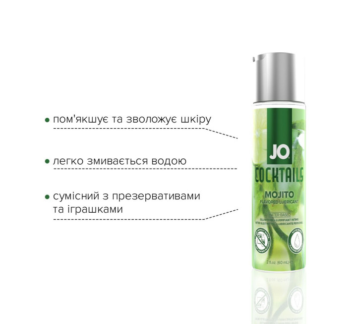 Лубрикант на водной основе JO Cocktails - Mojito без сахара, растительный глицерин (60 мл)