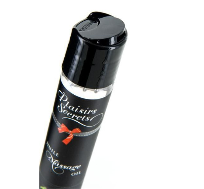 Массажное масло Plaisirs Secrets Strawberry (59 мл) с афродизиаками, съедобная, подарочная упаковка