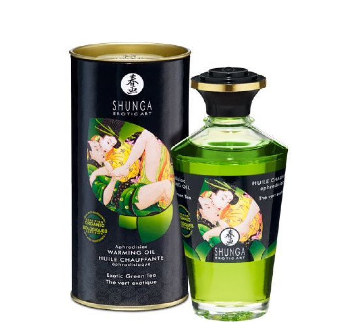 Органічне нагрівальне масло Shunga Aphrodisiac Warming Oil Exotic green tea 100 мл