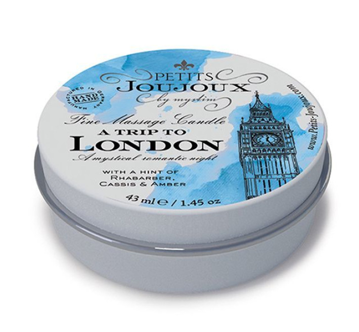 Масажна свічка Petits Joujoux London Rhubarb Cassis and Ambra з афродизіаками 43 мл