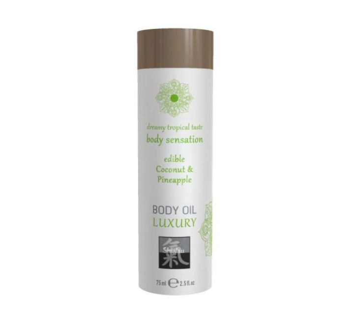 Съедобное масло для тела Hot SHIATSU Кокос и Ананас 75мл