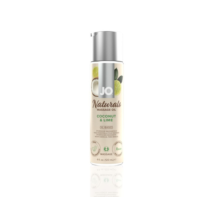 Массажное масло JO Naturals Massage Oil Coconut&Lime с натуральными эфирными маслами 120мл