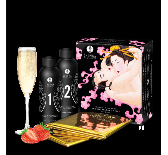 Гель для NURU массажа Shunga Oriental Body-to-Body Sparkling Strawberry Wine 2 x 225 мл
