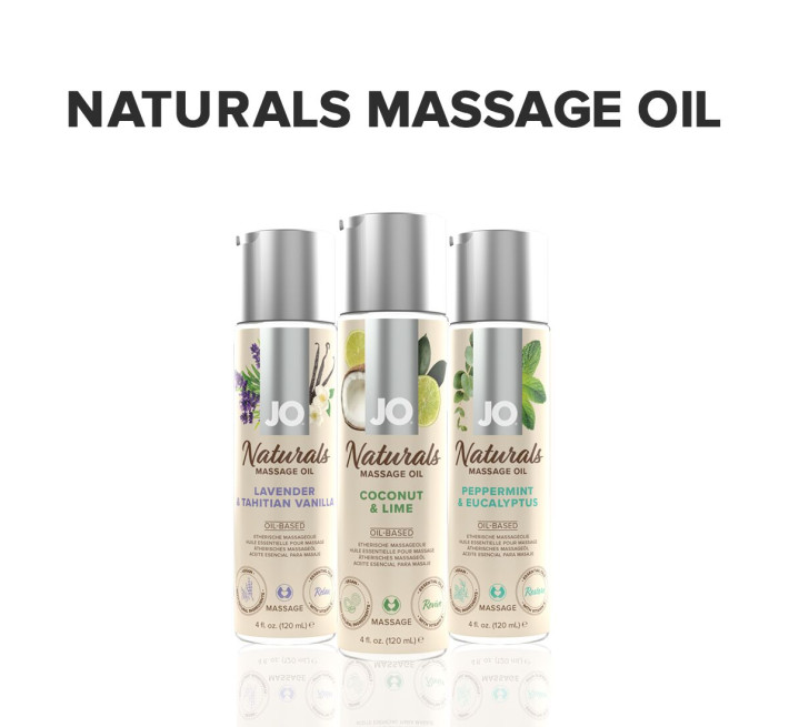 Массажное масло JO Naturals Massage Oil Coconut&Lime с натуральными эфирными маслами 120мл