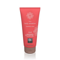 Лубрикант и массажное масло Hot 2 в 1 Massage-& Glide gel 2in1 Strawberry scent, 200 мл
